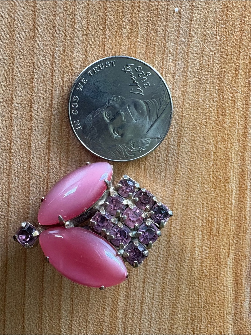 Vintage Pink Crystal Cluster Brooch